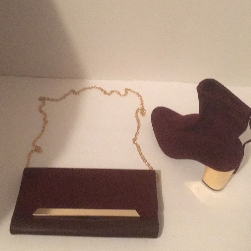 Aldo Wine Gold Chain Clutch